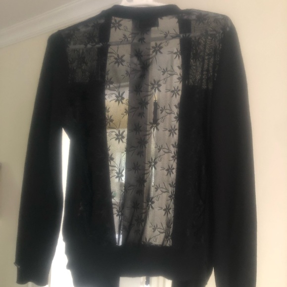 Beautiful black cardigan with interesting sheer details - Picture 2 of 3